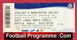 Chelsea v Manchester United 2011 – Match Ticket Youth Semi Final