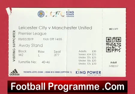 Leicester City v Manchester United 2019 – Match Ticket