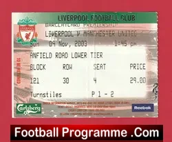 Liverpool v Manchester United 2003 – Football Ticket