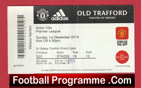 Manchester United v Aston Villa 2019 - Football Ticket