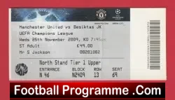 Manchester United v Besiktas 2009 - Football Ticket - football memorabilia