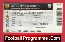 MK Dons v Manchester United 2014 – Football Ticket