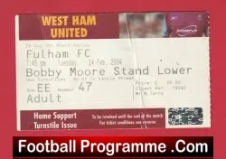 West Ham United v Manchester United 2004 – FA Cup Replay Ticket