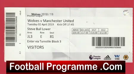 Wolves v Manchester United 2019 – Football Ticket