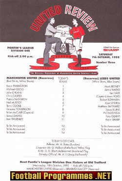 Manchester United v Leeds United 1995 - Eric Cantona Reserves