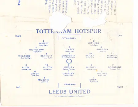 Tottenham Hotspur v Leeds United 1949 - Pirate - to clear
