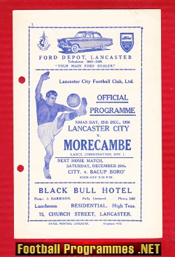Lancaster City v Morecambe 1956 – 1950s Programme