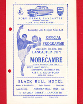 Lancaster City v Morecambe 1956 – 1950s Programme