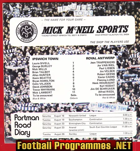Ipswich Town v Royal Antwerp 1975 - Belgium
