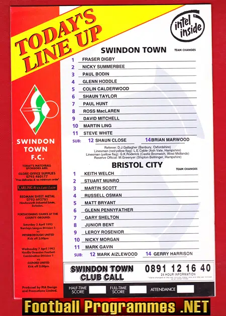 Swindon Town v Bristol City 1993