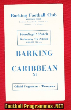 Barking v Caribbean X1 1958 – Friendly Match