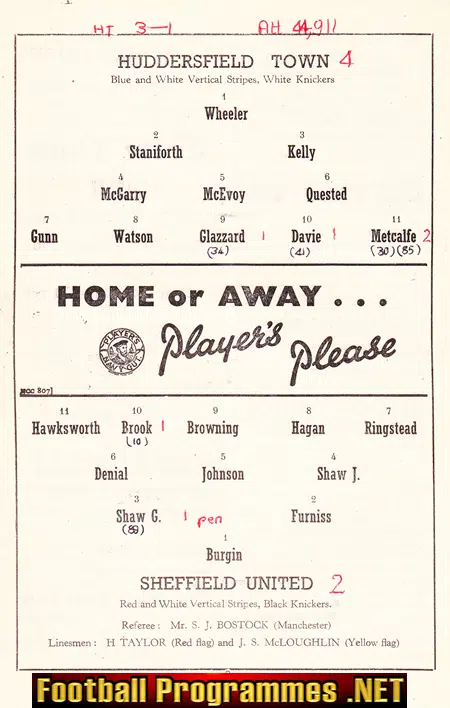 Huddersfield Town v Sheffield United 1953