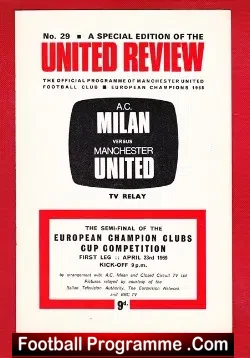 AC Milan v Manchester United 1969 Semi Final Relay Old Trafford
