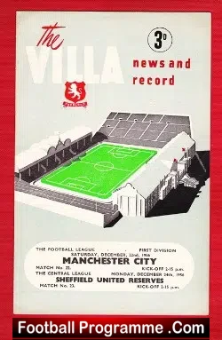 Aston Villa v Manchester City 1956 + Sheffield United