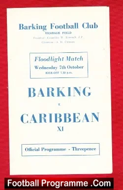 Barking v Caribbean XI 1958 – Friendly Match