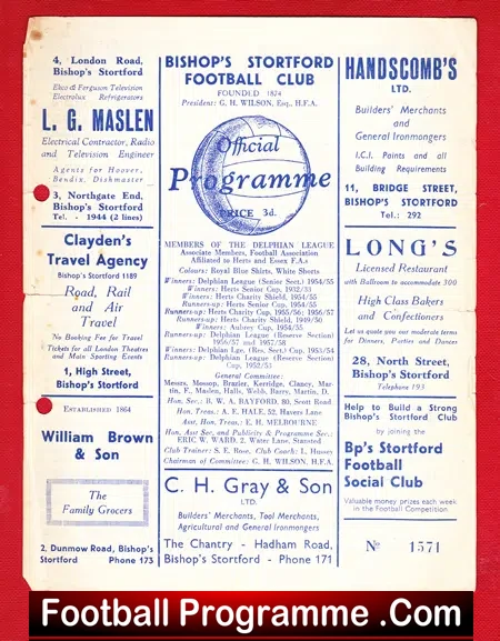 Bishops Stortford v Boreham Wood 1958 – Amateur cup