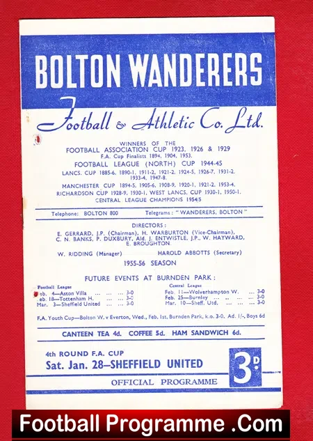 Bolton Wanderers v Sheffield United 1956 – to clear