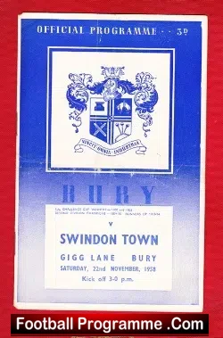 Bury v Swindon Town 1958