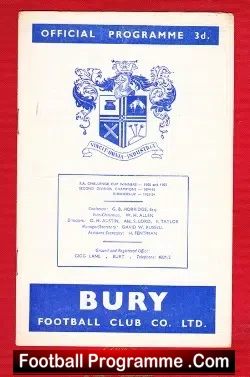 Bury v Tranmere Rovers 1960