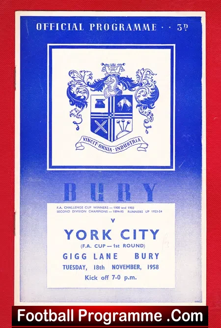 Bury v York City 1958