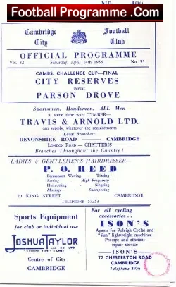 Cambridge City v Parsons Grove 1956 – Reserves Match