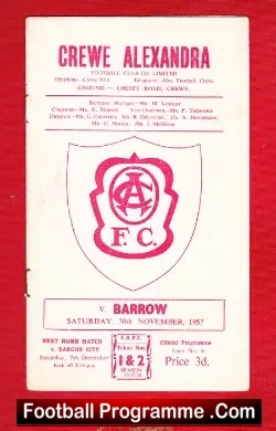Crewe Alexandra v Barrow 1957