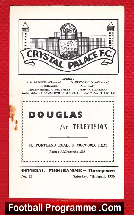 Crystal Palace v Norwich City 1956
