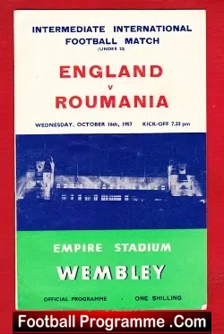 England v Romania 1957 – Under 23’s Match