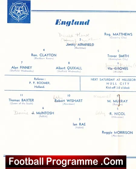 England v Scotland 1956 - at Sheffield Wednesday - Big Dunc