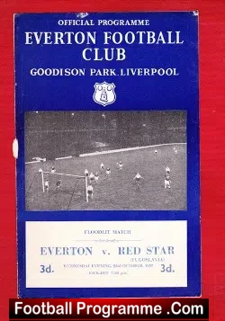 Everton v Red Star Belgrade 1957 – Friendly – FK Crvena zvezda