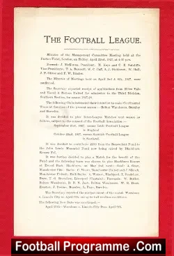 Football League Minutes To Meeting 1923 – 1920s in Derby
