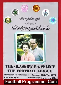Glasgow XI v Football League 1977 – Queens Silver Jubilee Doyle + McGrain