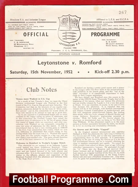 Leytonstone v Romford 1952 – 1950s
