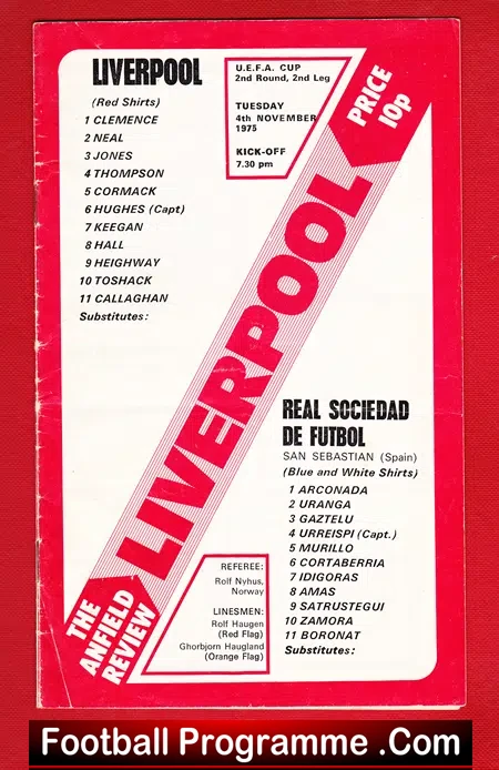 Liverpool v Real Sociedad 1975 – Spain Football Team