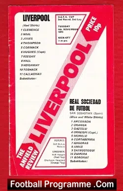 Liverpool v Real Sociedad 1975 – Spain Football Team