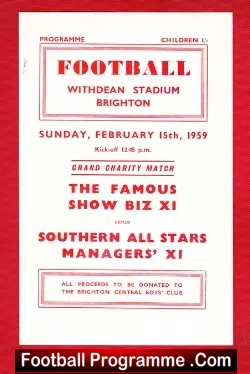 Managers XI v Famous XI 1959 – played at Brighton FC