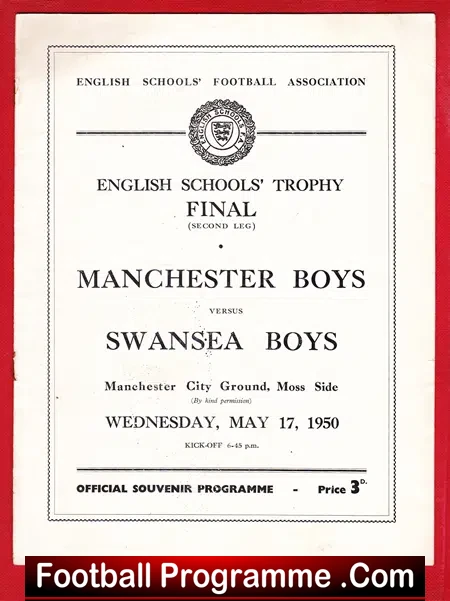 Manchester Boys v Swansea Boys 1950 – Maine Rd Man City Scanlon