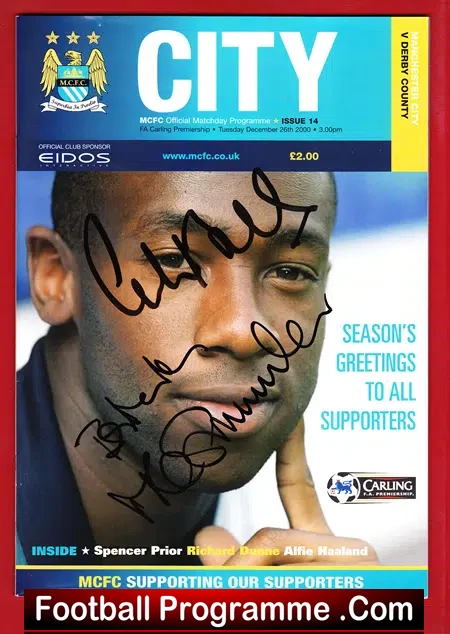 Manchester City v Derby County 2000 – Autographs inc Summerbee