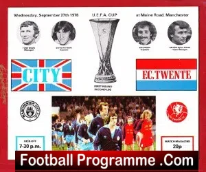 Manchester City v FC Twente 1978 - football programme