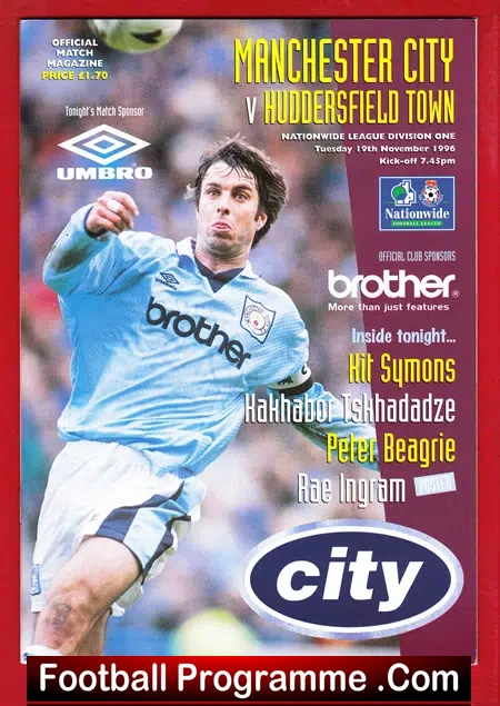 Manchester City v Huddersfield Town 1996