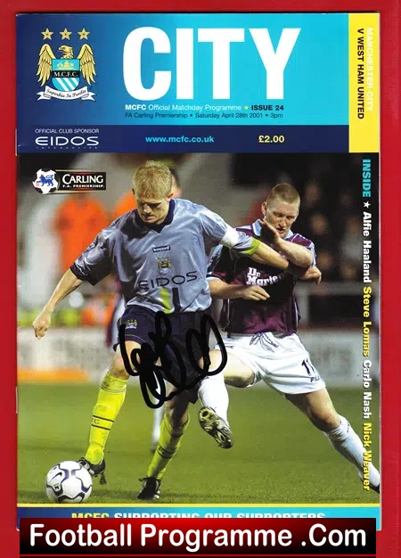 Manchester City v West Ham United 2001 – Autograph SIGNED