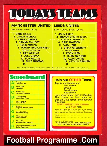 Manchester United v Leeds United 1979