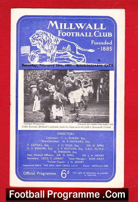 Millwall v Birmingham City 1957