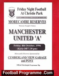 Morecambe v Manchester United 1996 – Reserves 2
