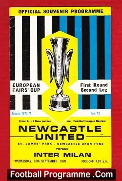 Newcastle United v Inter Milan 1970 – Fairs Cup Game