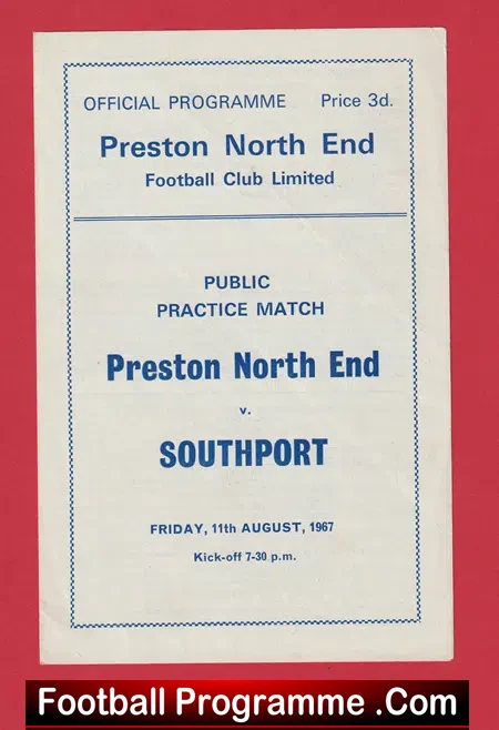 Preston North End v Southport 1967 – Public Practice Match