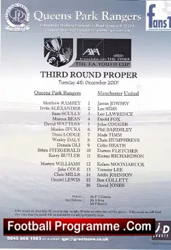 Queens Park Rangers v Manchester United 2001 – Youth Match