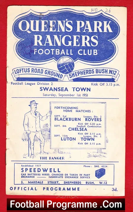 Queens Park Rangers v Swansea Town 1951 – to clear