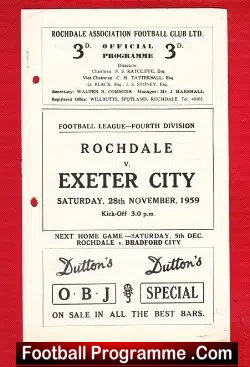 Rochdale v Exeter City 1959 – to clear