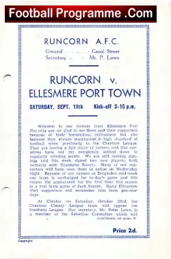 Runcorn v Ellesmere Port 1948 – 1940s Football Programmes